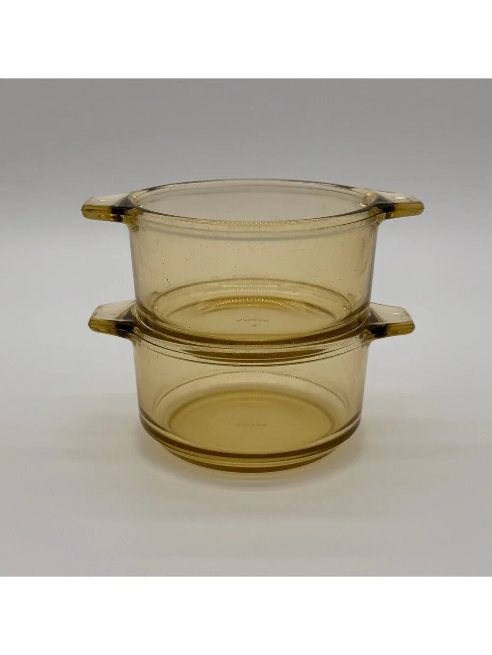 Vitrocrisa Pyr-O-Rey Dynaware Amber Glass Individual Casserole Dishes Vintage